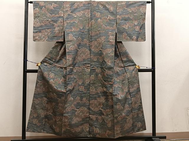 平和屋着物■上質な紬 風景文 正絹 逸品 BAAY0530mz