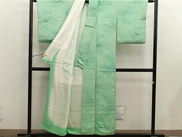 平和屋着物■上質な小紋 雲重ね文 銀糸 正絹 逸品 BAAY0531mz