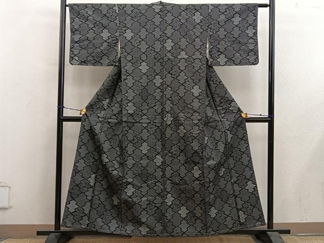 平和屋着物■上質な紬 120亀甲 松皮菱 正絹 逸品 未使用 BAAY0535mz