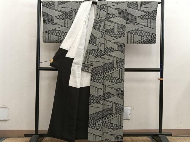 平和屋着物■上質な小紋 亀甲鹿の子文 正絹 逸品 BAAY0555mz