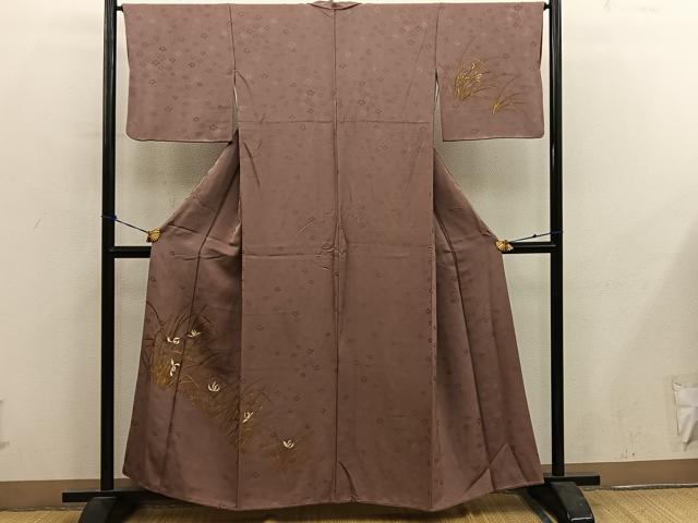 平和屋着物■訪問着 刺繍 草葉文 正絹 逸品 BAAY0581mz