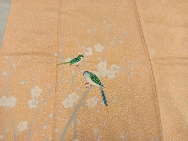 平和屋着物■訪問着 休み鳥枝梅文 たたき染め 正絹 逸品 BAAY0585mz
