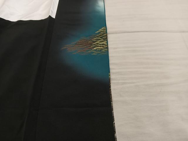 平和屋着物■豪華黒留袖 作家物 樹林風景文 暈し染め 金彩 正絹 逸品 BAAY0588mz