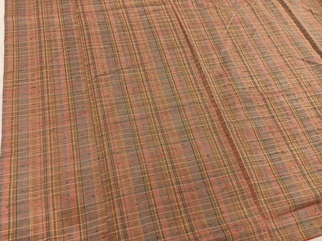 平和屋着物■上質な紬 格子柄 正絹 逸品 BAAY0596mz