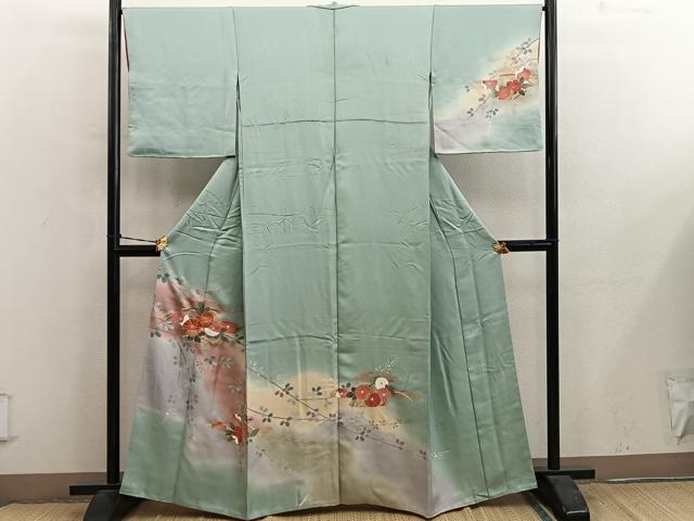 平和屋着物■訪問着 駒刺繍 エ霞菊花文 暈し染め 金彩 正絹 逸品 BAAY0597mz