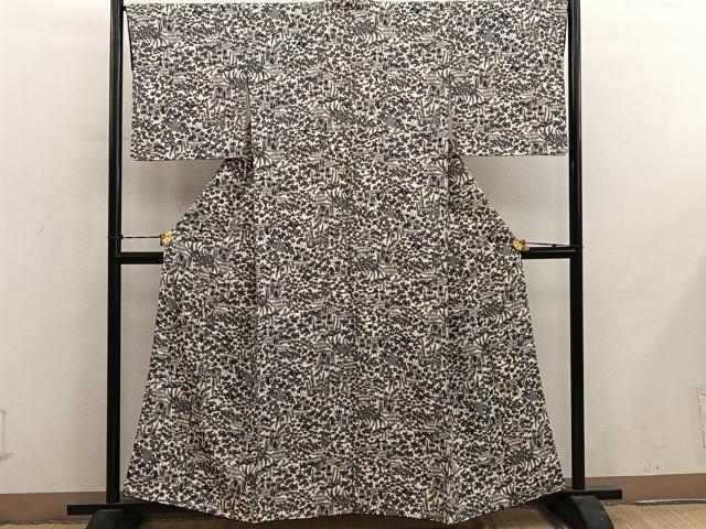 平和屋着物■上質な小紋 流水花文 正絹 逸品 BAAY0599mz