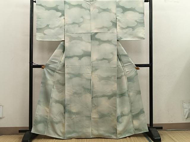 平和屋着物●上質な小紋 雲重ね 地紋起こし 正絹 逸品 BAAY0611mz