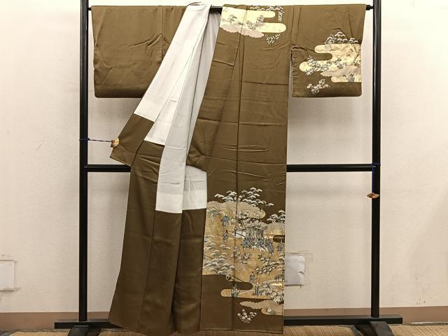 平和屋着物■訪問着 御所車人物花文 金彩 正絹 逸品 BAAY0626mz