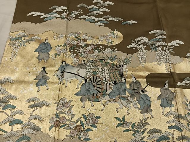 平和屋着物■訪問着 御所車人物花文 金彩 正絹 逸品 BAAY0626mz