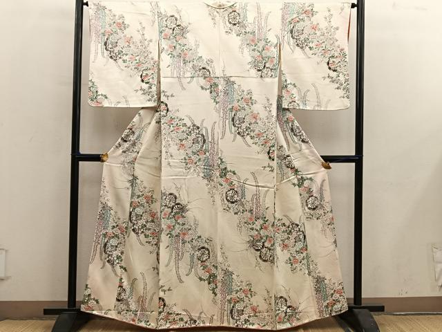 平和屋着物■上質な小紋 源氏車花文 金彩 正絹 逸品 BAAY0631mz