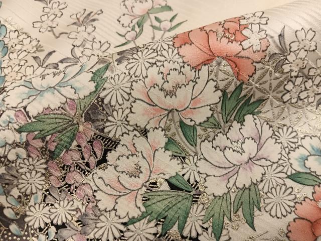 平和屋着物■上質な小紋 源氏車花文 金彩 正絹 逸品 BAAY0631mz
