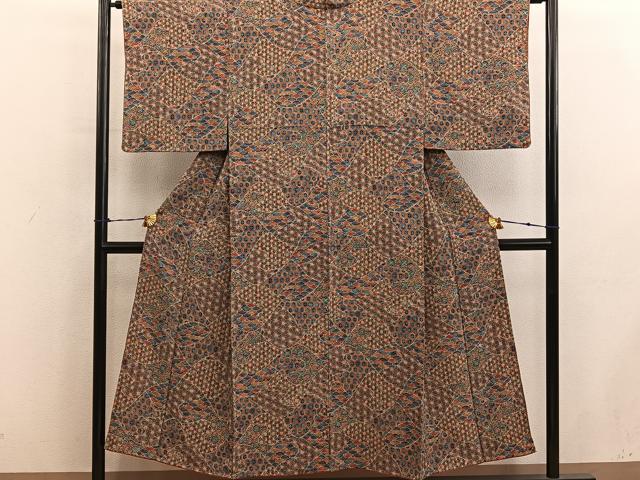 平和屋着物■上質な小紋 麻の葉青海波文 正絹 逸品 BAAY0641mz