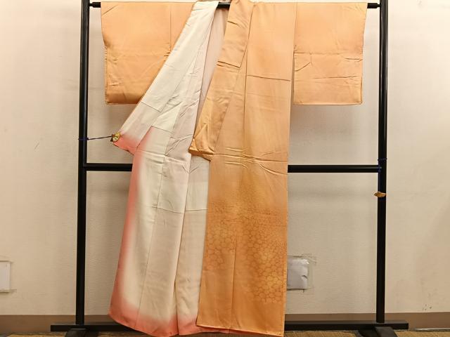平和屋着物■色留訪問着 幾何学地紋 暈し染め 正絹 逸品 BAAY0644mz