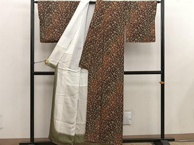 平和屋着物■上質な小紋 椿唐草文 正絹 逸品 BAAY0657mz