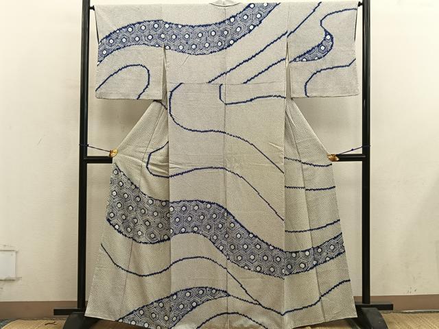平和屋着物●訪問着 総絞り 亀甲文 正絹 逸品 BAAY0659mz