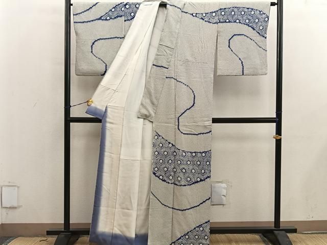 平和屋着物●訪問着 総絞り 亀甲文 正絹 逸品 BAAY0659mz