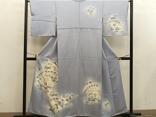 平和屋着物■訪問着 刺繍 牡丹花文 暈し染め 正絹 逸品 BAAY0660mz