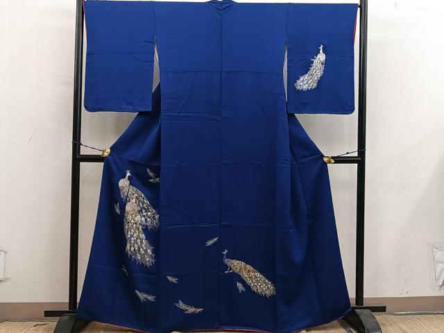 平和屋着物■訪問着 刺繍 孔雀 金銀糸 正絹 逸品 BAAY0665mz