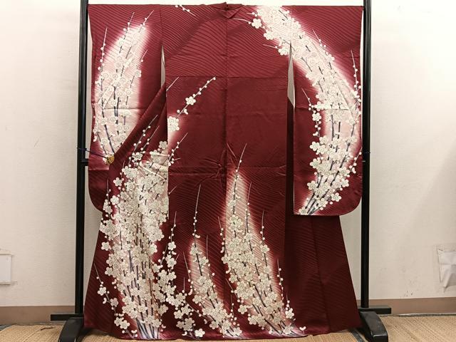 平和屋着物■豪華振袖 刺繍 枝梅文 暈し染め 銀彩 正絹 逸品 BAAY0666mz