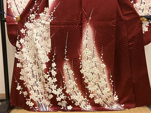 平和屋着物■豪華振袖 刺繍 枝梅文 暈し染め 銀彩 正絹 逸品 BAAY0666mz