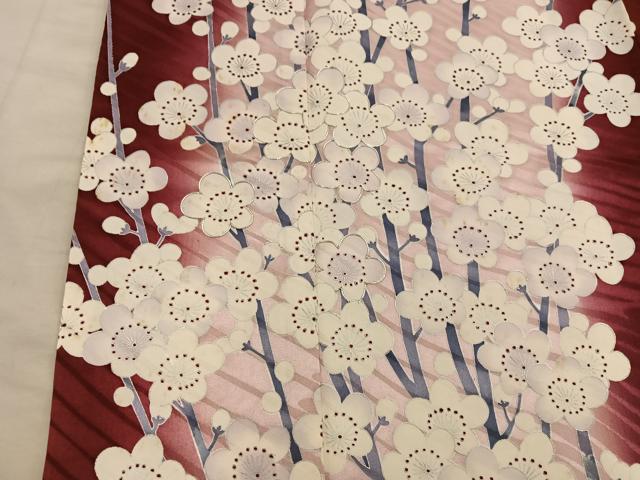 平和屋着物■豪華振袖 刺繍 枝梅文 暈し染め 銀彩 正絹 逸品 BAAY0666mz