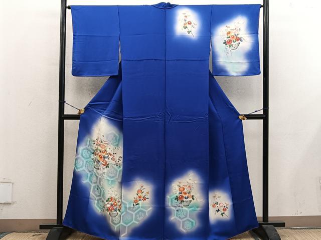 平和屋着物■訪問着 友禅 亀甲菊花文 暈し染め 正絹 逸品 BAAY0670mz
