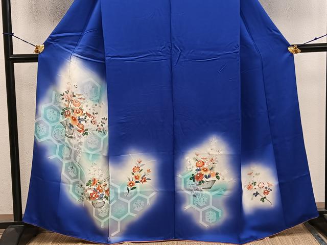 平和屋着物■訪問着 友禅 亀甲菊花文 暈し染め 正絹 逸品 BAAY0670mz