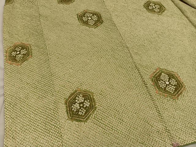 平和屋着物■上質な小紋 総絞り 亀甲文 正絹 逸品 BAAY0672mz
