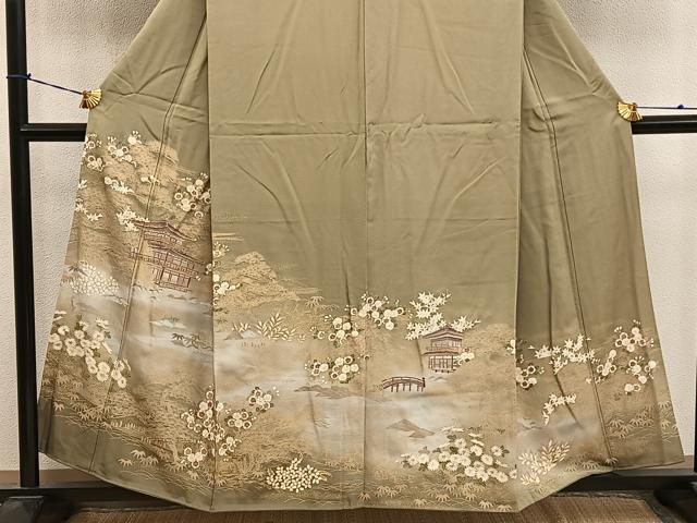 平和屋着物■訪問着 駒刺繍 風景文 暈し染め 金彩 正絹 逸品 BAAY0675mz