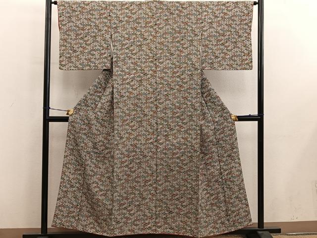 平和屋着物■上質な小紋 菱 正絹 逸品 BAAY0678mz