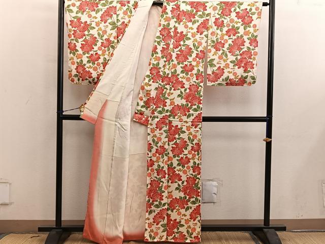 平和屋着物■上質な小紋 枝花文 正絹 逸品 BAAY0680mz