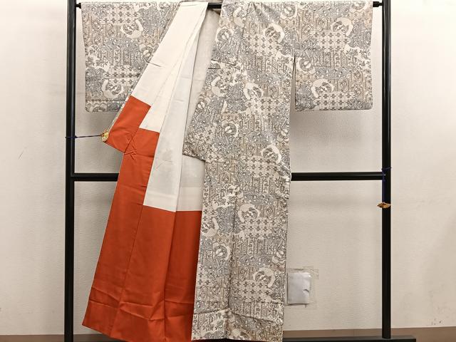 平和屋着物■上質な紬 草葉文 正絹 逸品 BAAY0683mz