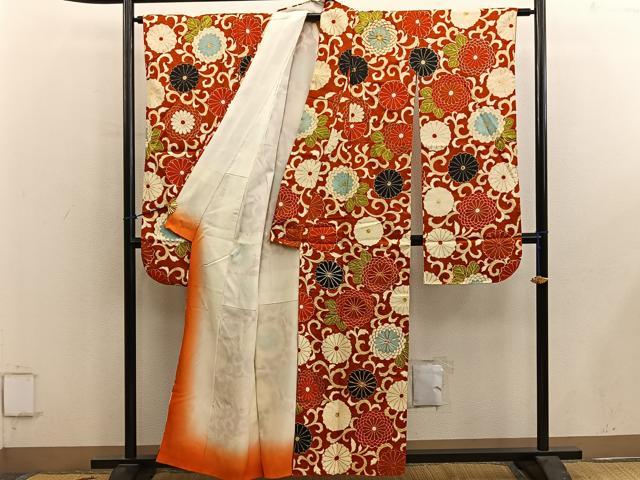 平和屋着物■豪華振袖 駒刺繍 菊唐草文 金彩 正絹 逸品 BAAY0688mz