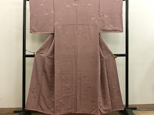 平和屋着物■上質な色無地 幾何学地紋 宍色 正絹 逸品 BAAY0689mz