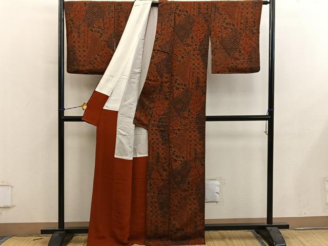 平和屋着物■上質な小紋 草花文 鬼しぼ縮緬 正絹 逸品 BAAY0692mz