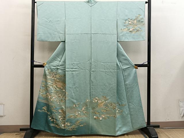 平和屋着物■訪問着 風景花文 金彩 正絹 逸品 BAAY0695mz