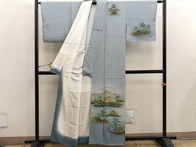 平和屋着物■訪問着 風景文 暈し染め 金彩 正絹 逸品 未使用 BAAY0698mz