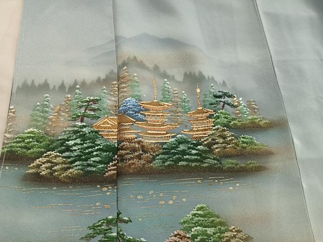 平和屋着物■訪問着 風景文 暈し染め 金彩 正絹 逸品 未使用 BAAY0698mz