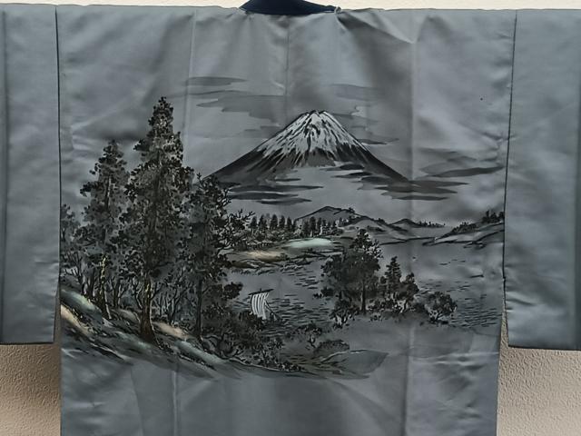 平和屋着物■男性 長襦袢 無双仕立て 樹林風景文 金彩 洗える着物 BAAY0699mz