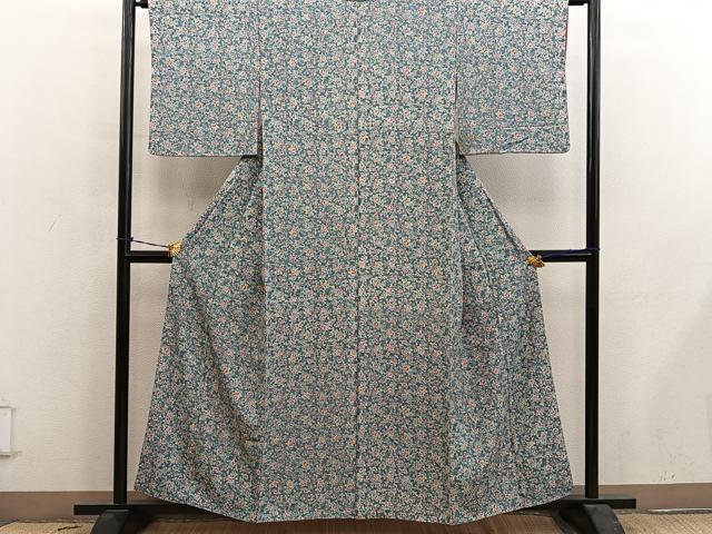 平和屋着物■上質な小紋 更紗花文 正絹 逸品 BAAY0701mz