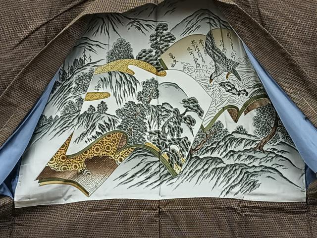 平和屋着物■男性 紬 アンサンブル 100亀甲 総詰め 正絹 逸品 未使用 BAAY0708mz