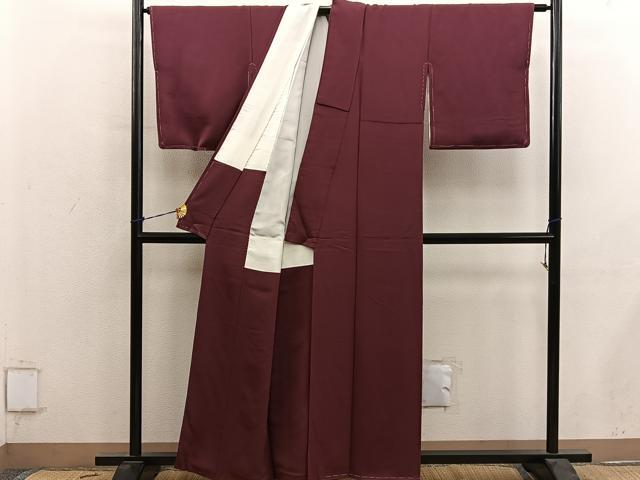 平和屋着物■上質な色無地 海老茶色 正絹 逸品 BAAY0710mz