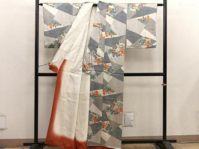 平和屋着物■上質な小紋 切嵌風景花文 金彩 正絹 逸品 BAAY0712mz