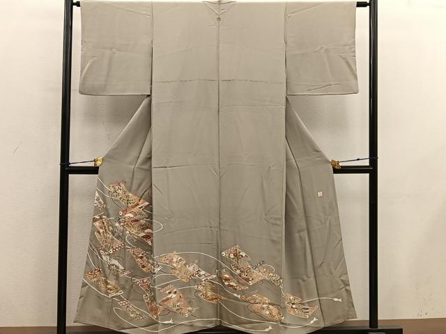 平和屋着物■豪華色留袖 作家物 駒刺繍 渡り橋花絵巻 金彩 正絹 逸品 BAAY0714mz