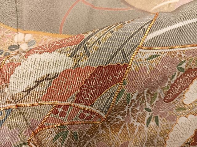 平和屋着物■豪華色留袖 作家物 駒刺繍 渡り橋花絵巻 金彩 正絹 逸品 BAAY0714mz