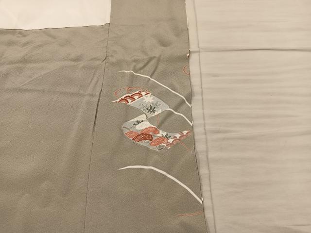 平和屋着物■豪華色留袖 作家物 駒刺繍 渡り橋花絵巻 金彩 正絹 逸品 BAAY0714mz