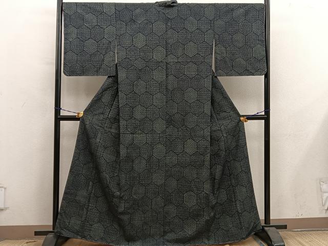 平和屋着物■上質な紬 亀甲文 正絹 逸品 BAAY0717mz