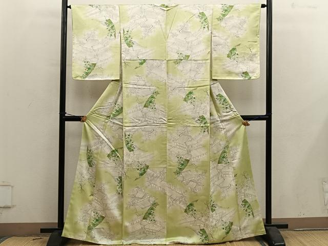 平和屋着物■上質な小紋 風景花文 暈し染め 正絹 逸品 BAAY0721mz