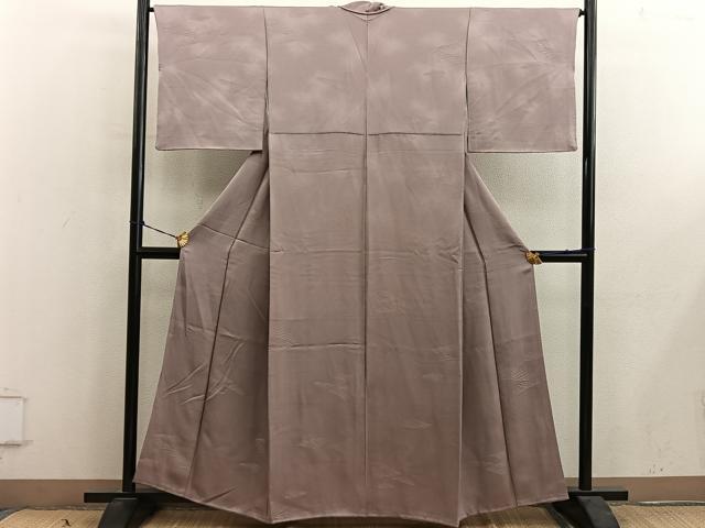 平和屋着物■上質な色無地 幾何学地紋 砺茶色 正絹 逸品 BAAY0726mz