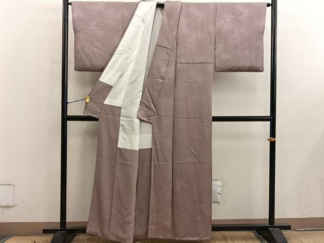 平和屋着物■上質な色無地 幾何学地紋 砺茶色 正絹 逸品 BAAY0726mz